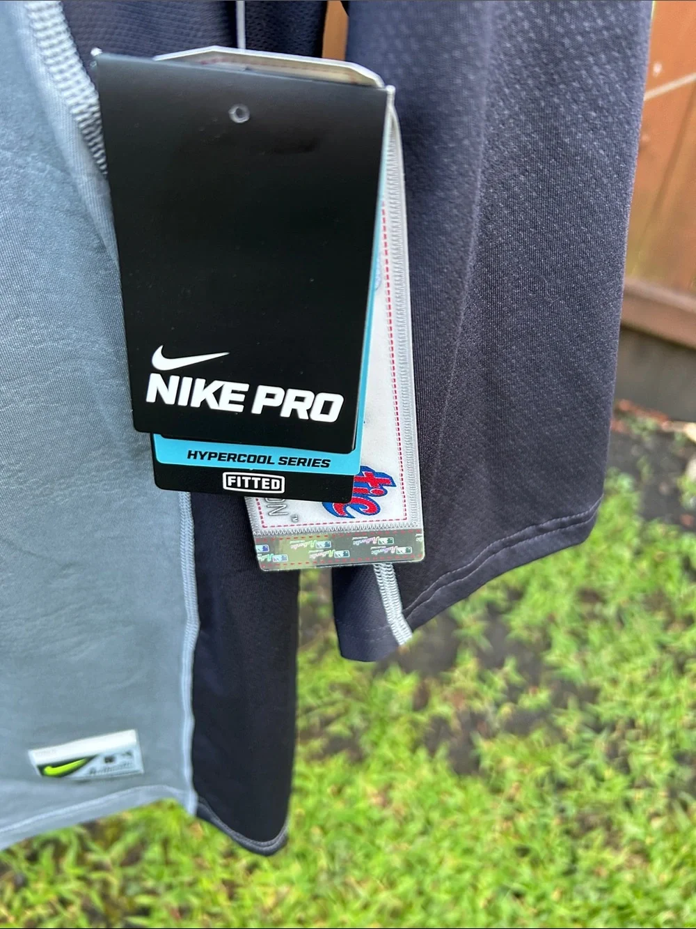 Nike Pro Grey and Black NY Yankees Compression Shirt